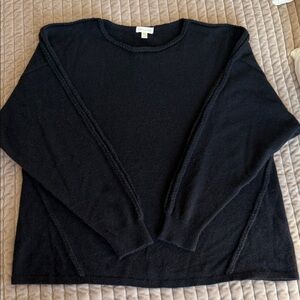 Garnet Hill Black Cashmere Rope Sweater